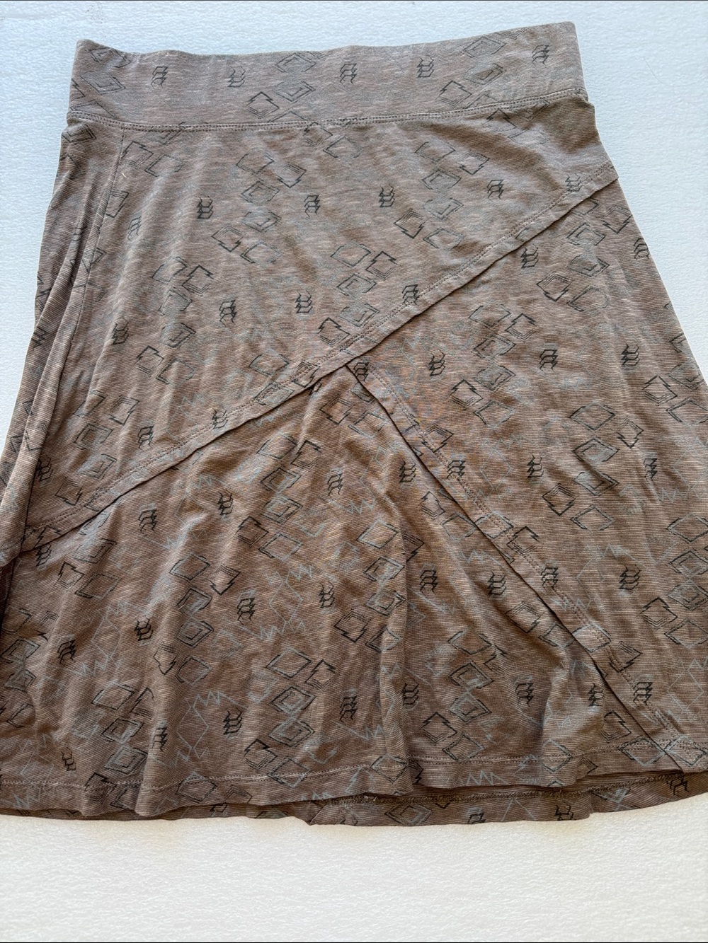 Toad&Co Brown Printed A-Line Wrap-Effect Skirt